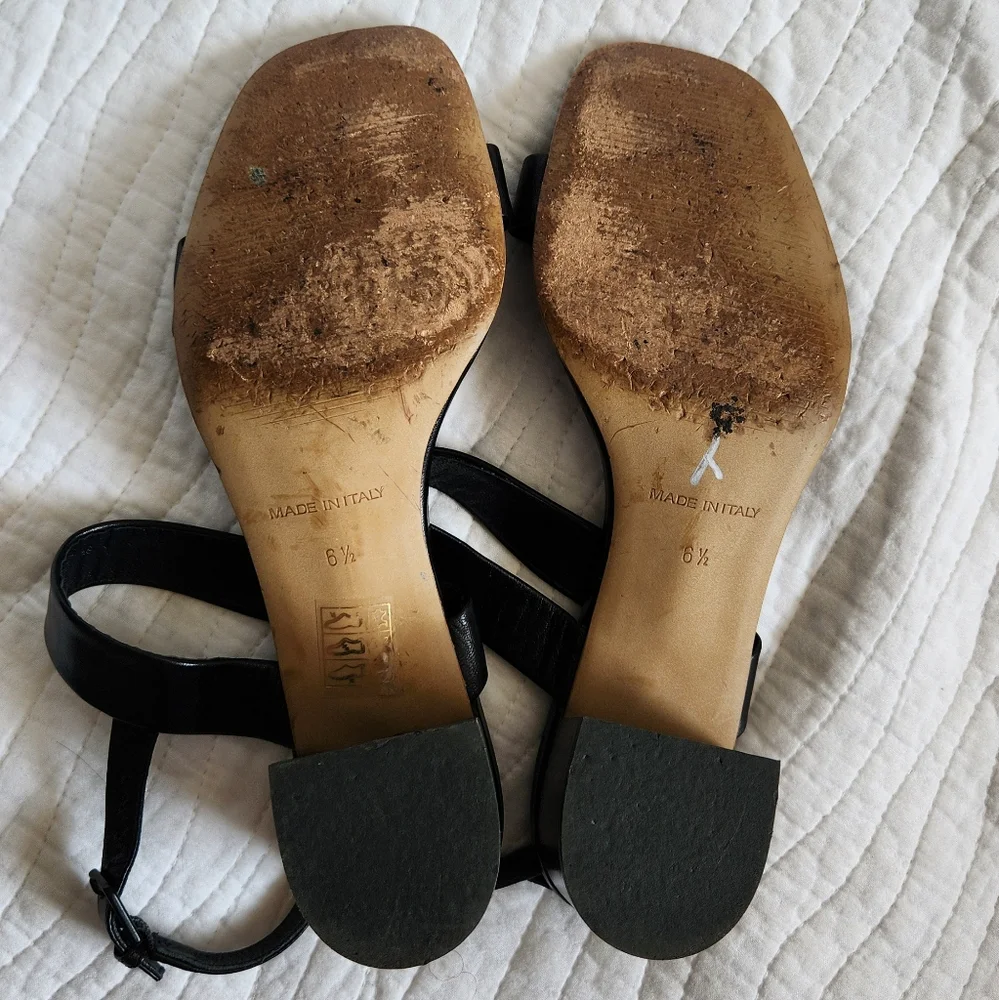 Everlane The Double-Strap Block Heel Sandal Leather Made In Italy Size 6.5 - Picture 4 of 8